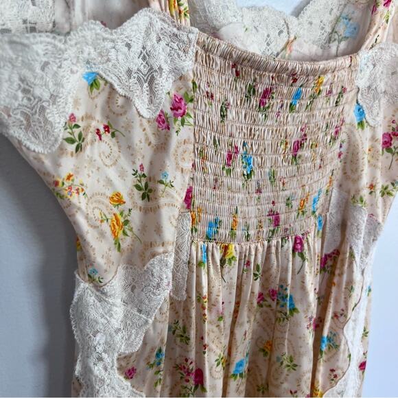 Spell Sz M Fleur Maxi Slip Lace Dress in Macaroon Floral Paisley - Picture 5 of 7